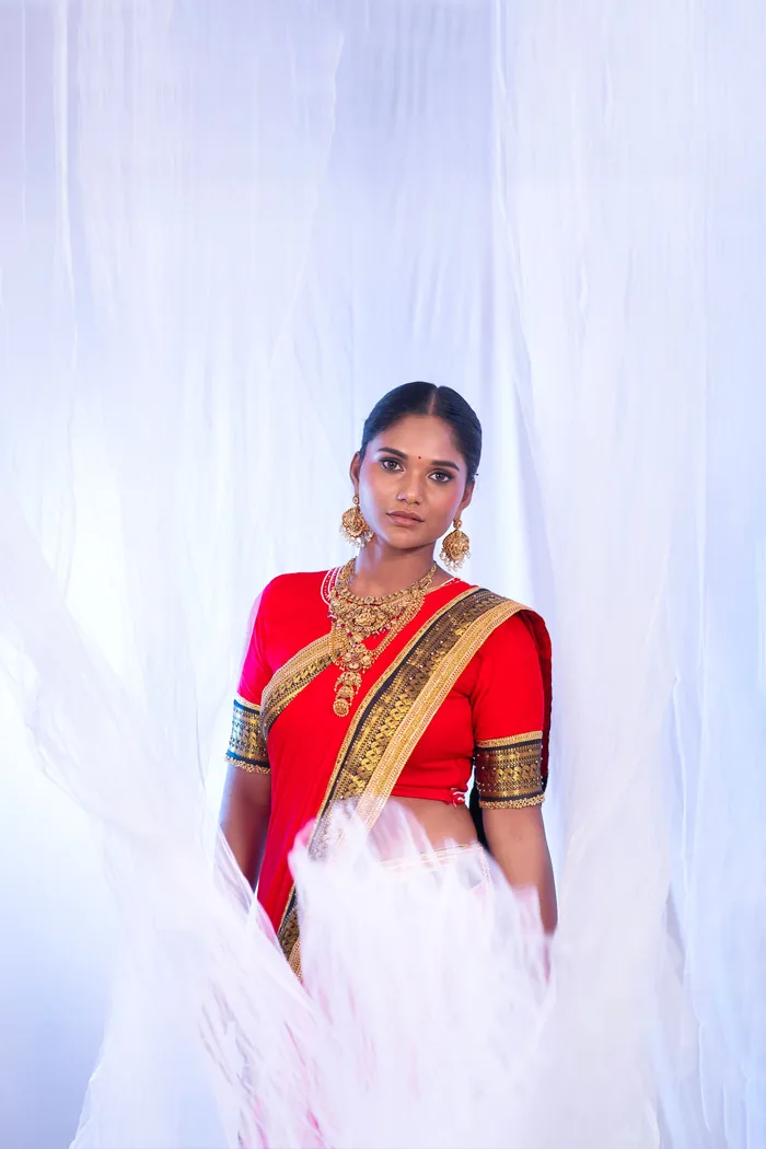 Styled portrait against a white drape for a boutique lookbook